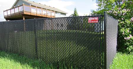 black vinyl chain link fence with privacy slats